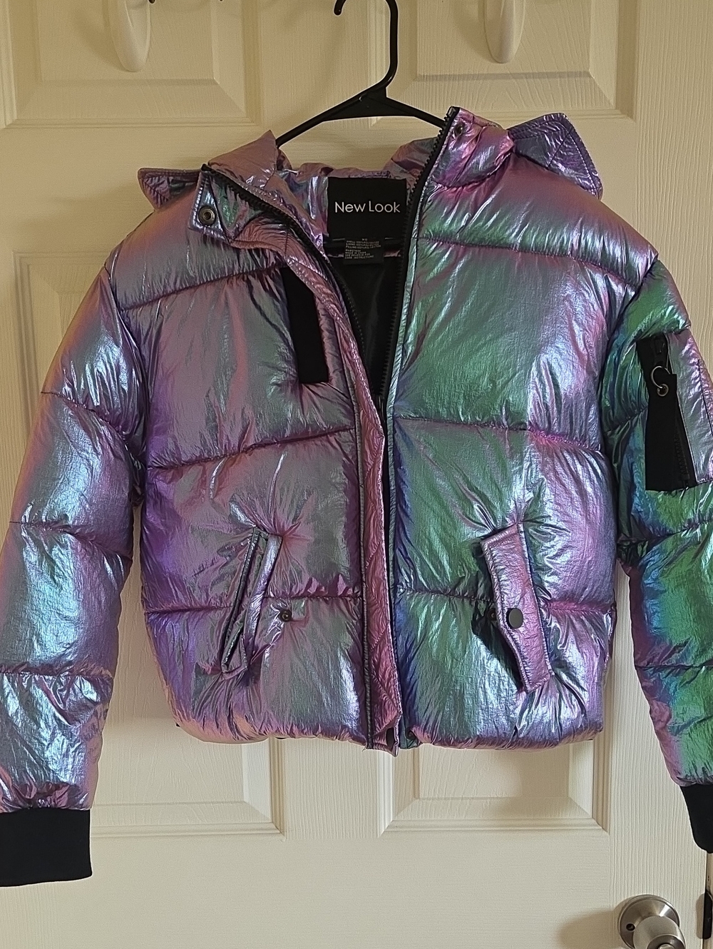 New Look Iridescent Purple-Green Puffer Jacket
